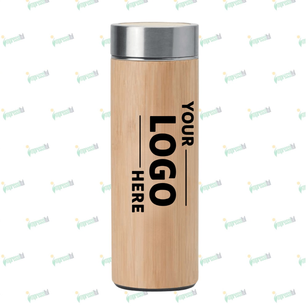 34 Bamboo Stainless Steel Bottle | Eco-Friendly Insulated Drinkware by Impressiful - Image 1