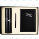 A5 Size PU Leather Diary & Pen Set with Vaccum Bottle