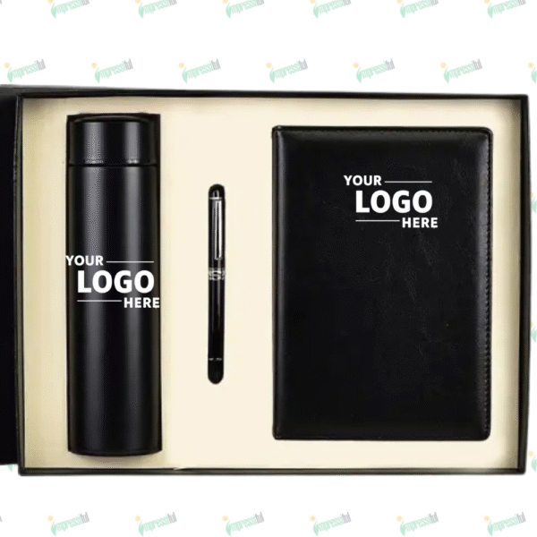 A5 Size PU Leather Diary & Pen Set with Vaccum Bottle