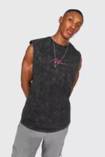 Acid Wash Tank Top – Vintage Washed Sleeveless Tee for Everyday Style | Impressiful - Image 2