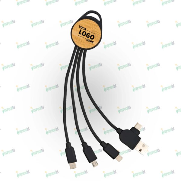 Bamboo 5-in-1 Charging Cable – Eco-Friendly, Multi-Device & Customizable | Impressiful