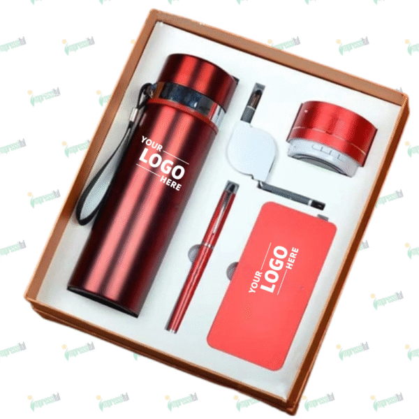Bluetooth Speaker & Power Bank Gift Set with Pen, Bottle, & 2 in 1 Data Cable