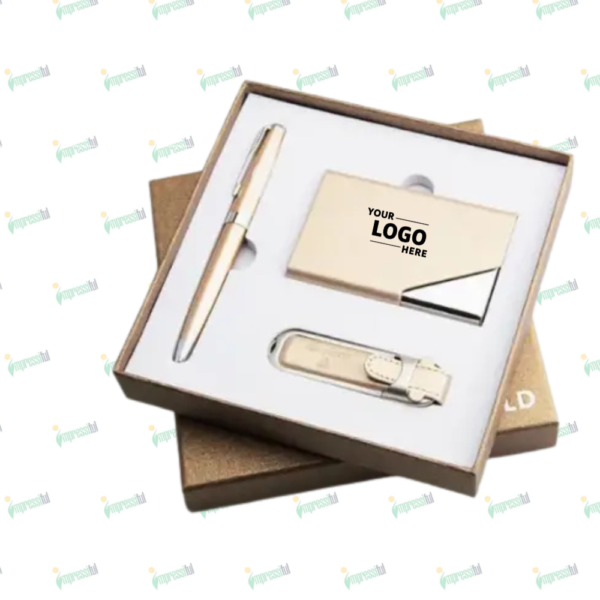 Corporate Card Holder & Pen Gift Set with USB Flash Drive