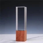 Cuboid Trophy with Wooden Base – Premium Corporate Award & Recognition Piece | Impressiful - Image 2