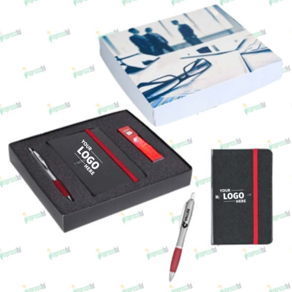 Custom Leather Journal & Power Bank Gift Set with Pen