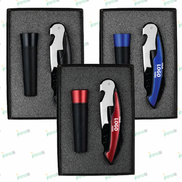 Custom Wine Opener & Vaccum Stopper Set