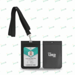 Genuine Leather ID Card Holder with Lanyard