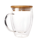 Glass Mug with Bamboo Lid | Modern Eco-Friendly Drinkware by Impressiful - Image 2