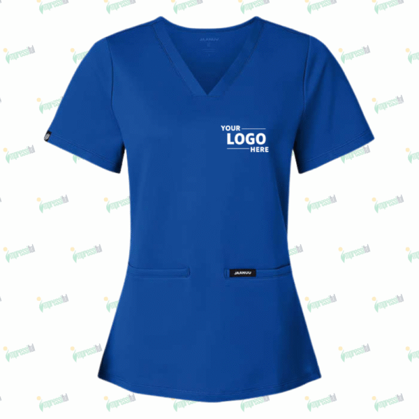 Jaanuu Women's Cesi Ultrasoft Two-Pocket V-Neck Scrub Top - Embroidered