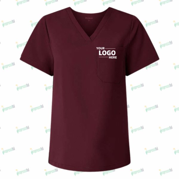 Jaanuu Women's Rhena Essential One-Pocket V-Neck Scrub Top - Embroidered