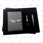 Leather Card Holder with Pen and Keychain