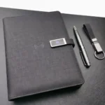 Leather Card Holder with Pen and Keychain - Image 2