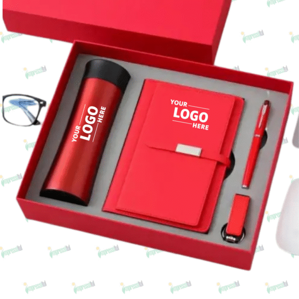 Leather Notebook & 16GB USB Flash Drive Gift Set with Executive Pen & Vaccum Cup