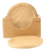 Round Wooden Coasters – Set of 6 | Natural Eco-Friendly Drink Coaster Set by Impressiful - Image 2