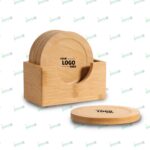 Round Wooden Coasters – Set of 6 | Natural Eco-Friendly Drink Coaster Set by Impressiful