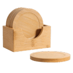 Round Wooden Coasters – Set of 6 | Natural Eco-Friendly Drink Coaster Set by Impressiful - Image 3