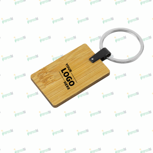 Bamboo Rectangle Keychain – Eco-Friendly Custom Engraved Key Holder by Impressiful