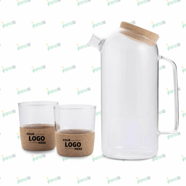 Hans Larsen Glass Drinkware Gift Set – Premium Jar with 2 Tumblers by Impressiful