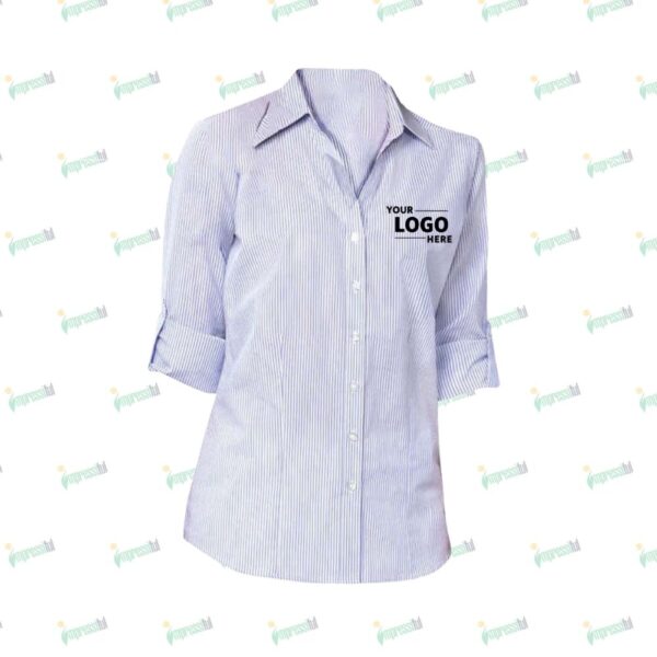 Blue Generation Women's Striped Poplin Dress Shirt