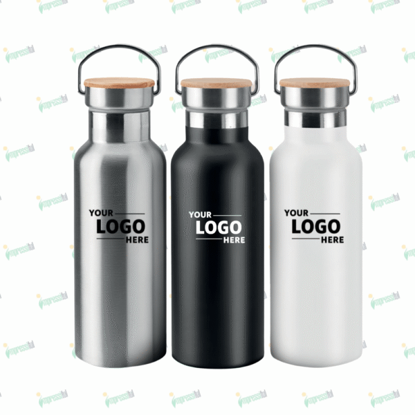 Stainless Steel Flask with Bamboo Lid – Eco-Friendly Insulated Bottle | Impressiful