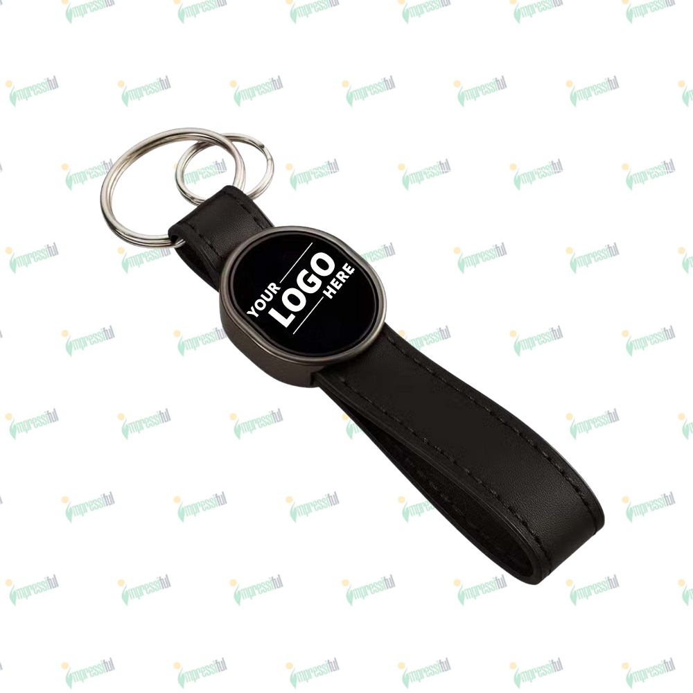 Untitled design - 2025-11-26T202413.075 Belmonte Metal & Leather Keychain – Premium Corporate Gift Key Holder by Impressiful - Image 1