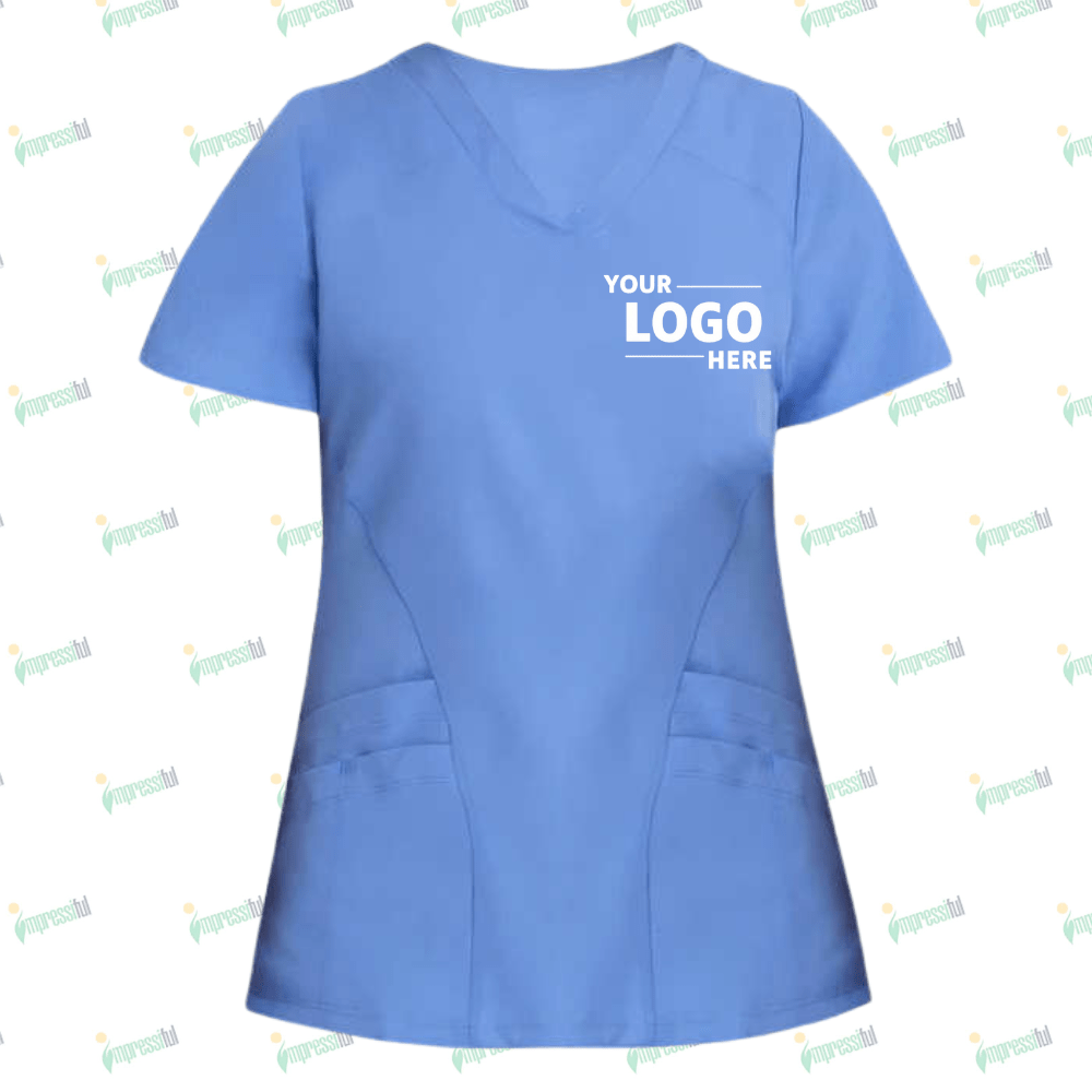 Untitled design (31) Barco One Women's Pulse Recycled V-Neck Scrub Top - Embroidered - Image 1