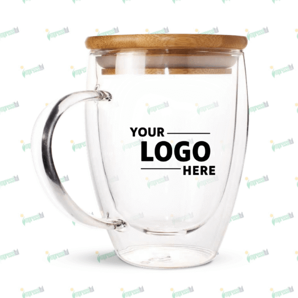 Glass Mug with Bamboo Lid | Modern Eco-Friendly Drinkware by Impressiful