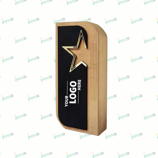 BISTRA Star Wooden Trophy – Custom Engraved Premium Recognition Award | Impressiful