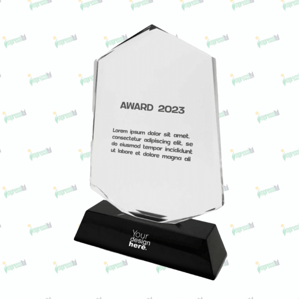 Crystal Trophy with Black Base – Premium Recognition Award for Corporate Events | Impressiful