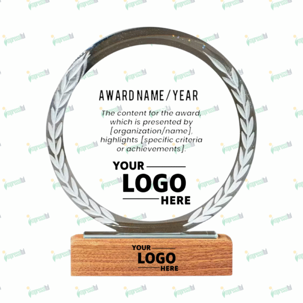 Zephyr Crystal & Wood Award – Premium Corporate Recognition Trophy by Impressiful