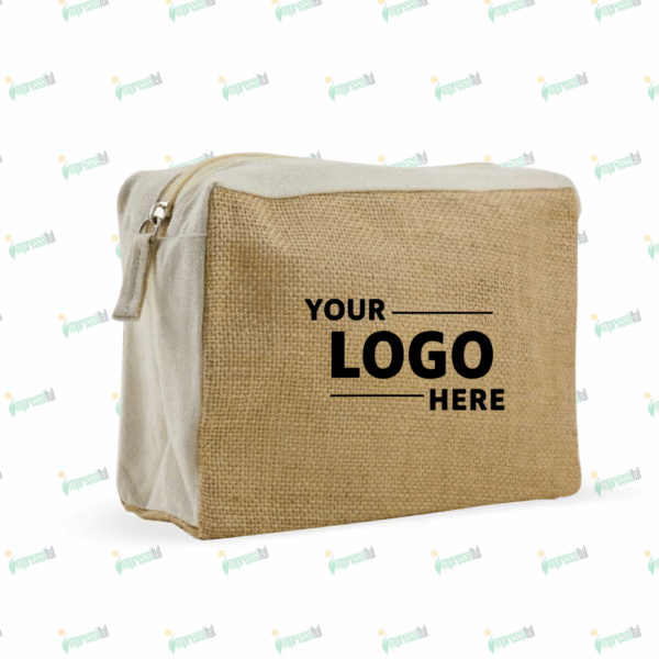 Personalised Jute and Cotton Zipper Pouch – Eco-Friendly Custom Pouch for Gifting & Branding