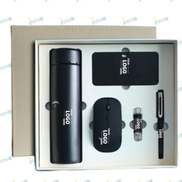 Wireless Mouse & Flash Drive Gift Set with Pen, Bottle & Power Bank