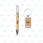 Wooden Action Pen & Keychain Gift Set