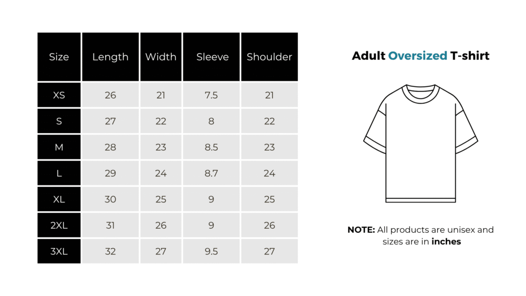 Size Chart Adults Shirt