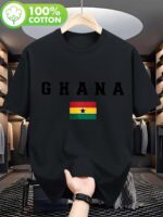 Embroidered Cotton Shirt with Ghana Flag