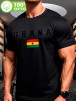 Embroidered Cotton Shirt with Ghana Flag - Image 2