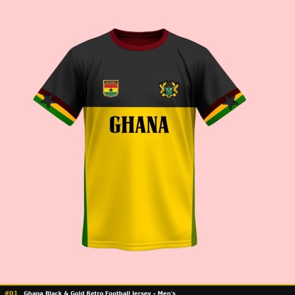 ghana black & gold retro football jersey