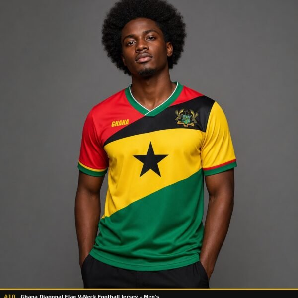 Ghana diagonal flag v neck football jersey