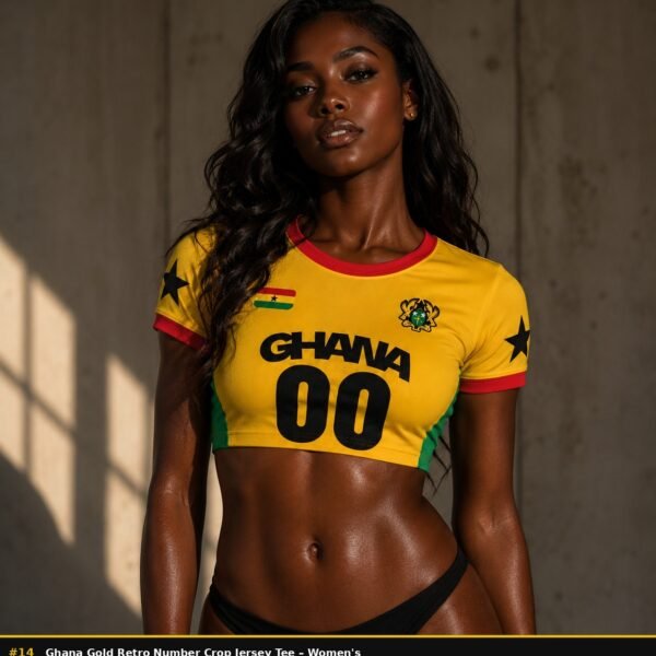 Ghana gold retro number crop jersey tee