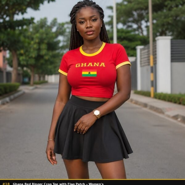 Ghana red ringer crop tee with flag patch