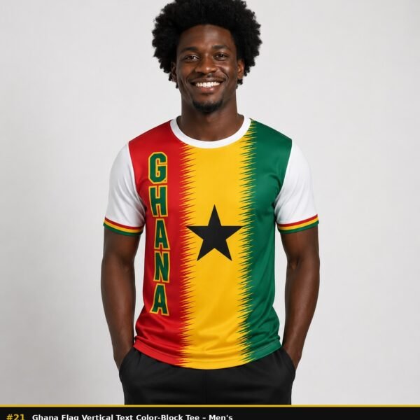 Ghana flag vertical text color block tee